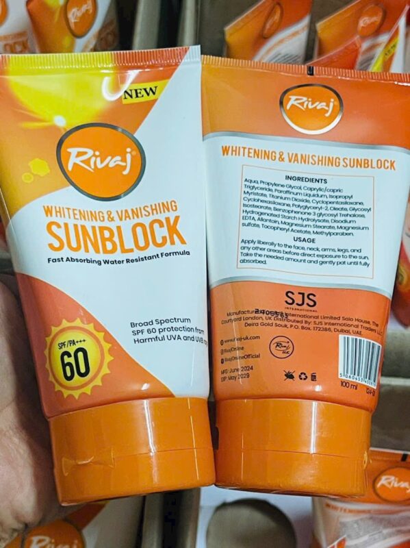 Kem chống nắng Dubai Rivaj UK Whitening & Vanishing Sunblock SPF60 100ml
